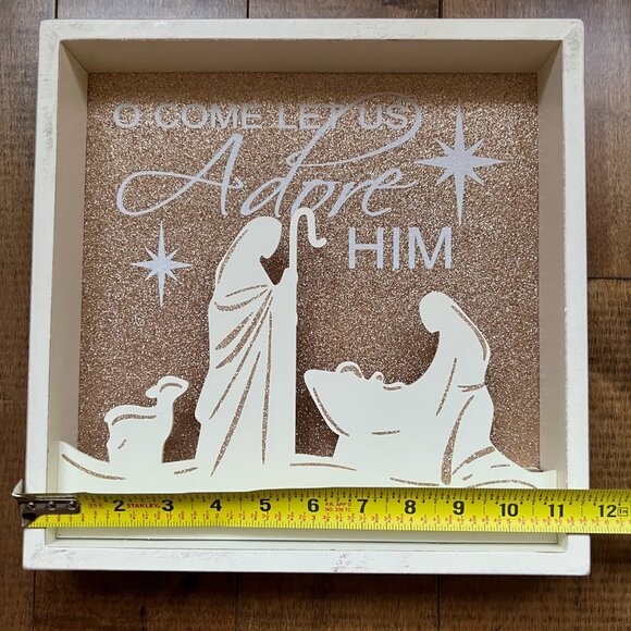 Winter Frost Christmas 'O Come Let Us Adore Him' Wooden Framed Wall Ready Decor - Picture 7 of 9
